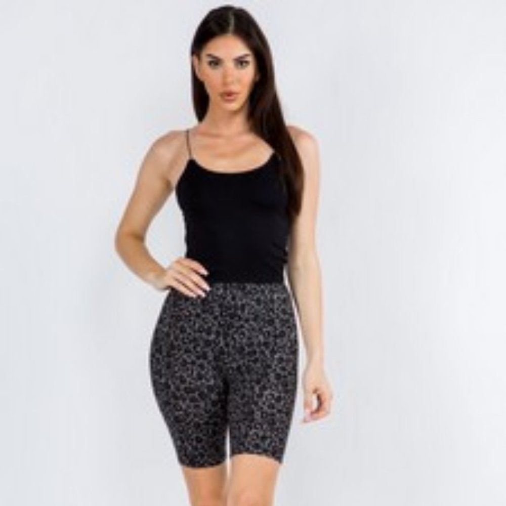 Animal Print Black Biker Shorts